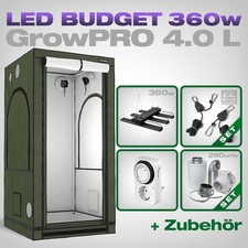 GrowPRO 4.0 L LED Growbox Komplettset 1x1m 360W Greenception GCx-9 Profi-Erträge