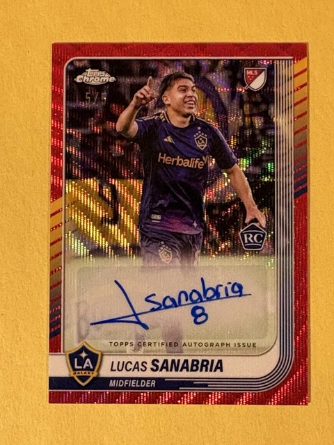 2025 Topps Chrome MLS Lucas Sanabria #CA-SA Red Wave 5/5 Rookie Auto (RC, AU)