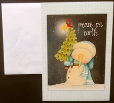 "Zen Calm Snowman Moment" (1) Leanin Tree Peace, Joy Card, New With (1) Envelope