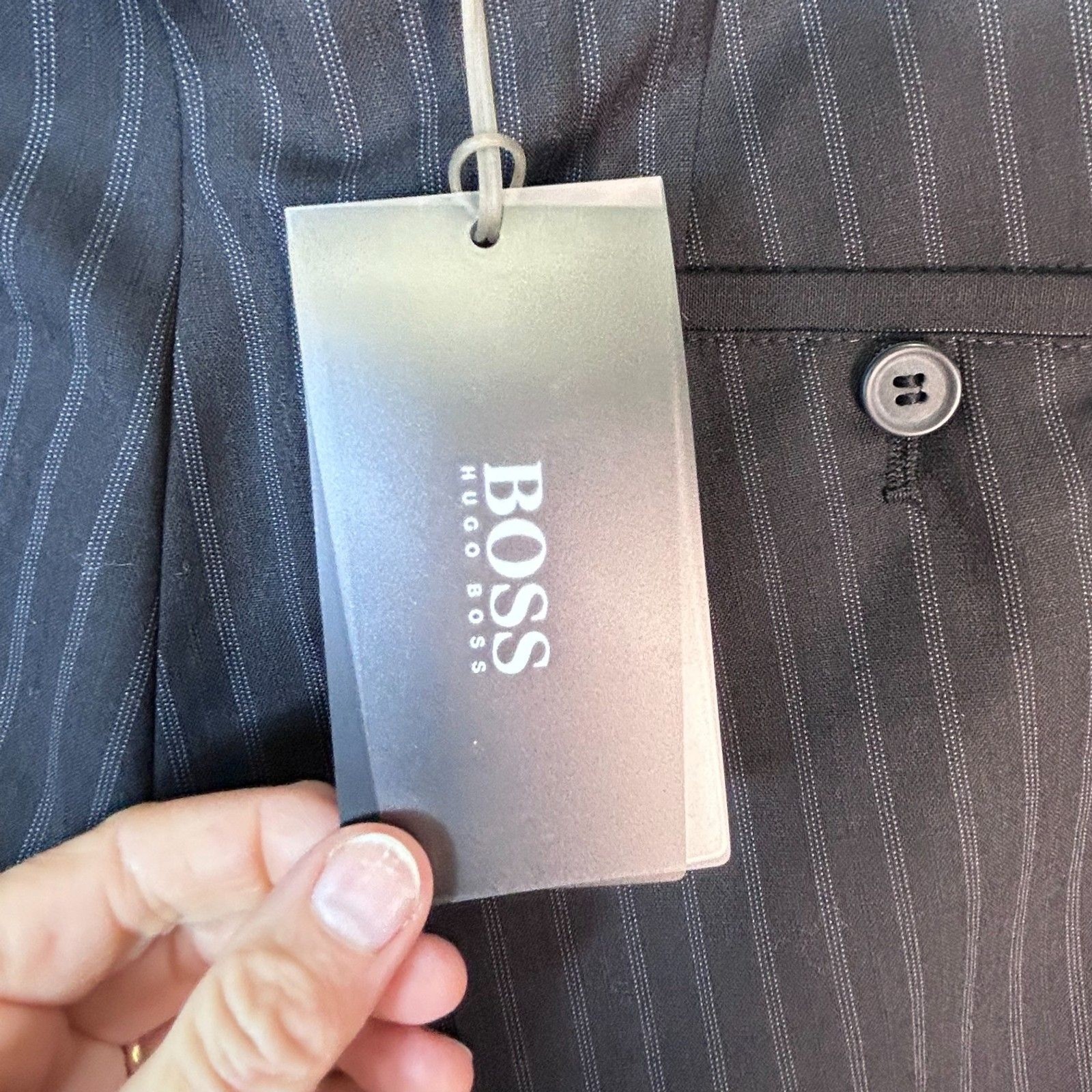 Boss Hugo Boss Men's NWT Gray Pinstripe Wool Flat Front Dress Pants Size 32R thumbnail 7