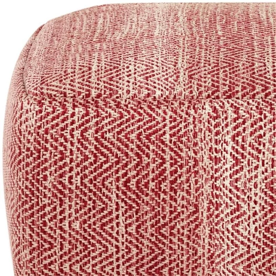 Bowery Hill Boho Square Pouf in Patterned Maroon Melange Cotton - Image 3 of 4