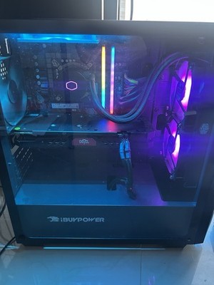 iBUYPOWER Gaming Desktop Tower Black RGB Lighting Liquid Cooling USB 3.0