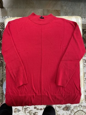 Talbots Mock Turtleneck Sweater Womens Red 100% Pure Merino Wool 1X