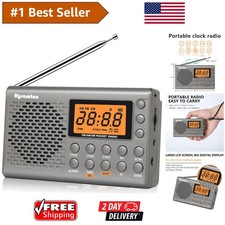 Multi-Band Pocket Radio - Alarm Clock  Sleep Timer with Earphone Included