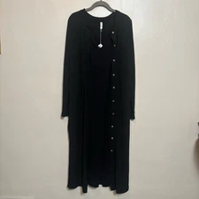 NWT Wishlist Women's Dress Ribbed Longline Duster Cardigan Maxi Black Set Medium