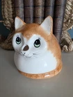 Vintage Philip Laureston Babbacombe Pottery Ginger Cat String & Scissors Holder