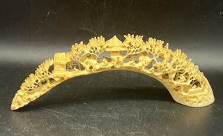 An intricately carved Boar Tusk Chinese design superbly carved excellent piece