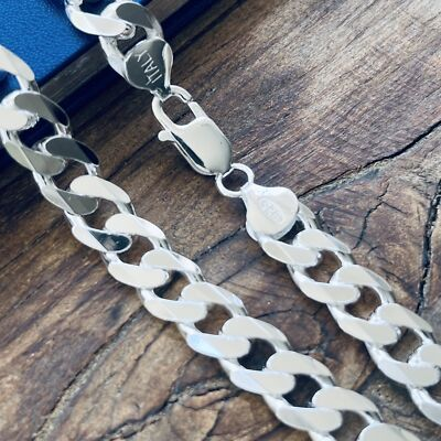 #ad #ad Real Solid 925 Sterling Silver Mens Boys Curb Cuban Bracelet or Necklace Italy $325.99