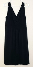 Elie Tahari Womens Dress Medium Black Sleeveless V-Neck/Back Knee Length Shift