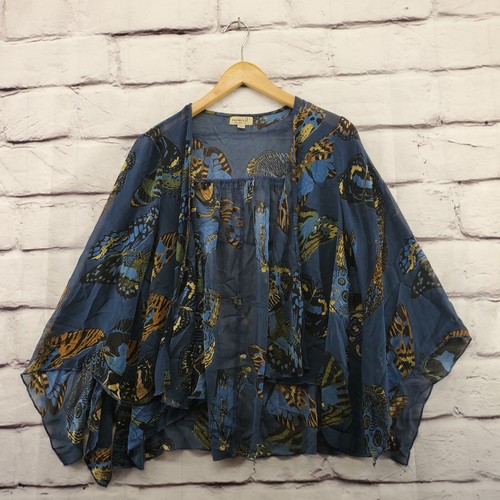 ONE WORLD Top Womens Large Butterflies Y2K Vintage Multicolor