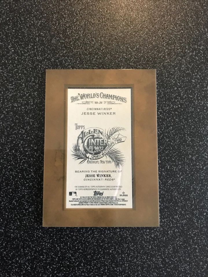 2022 Topps Allen & Ginter Jesse Winker Mini Auto Autograph #MA-JW Cardinals - Image 2 of 2