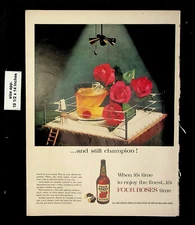 1956 Four Roses Blended Whiskey Boxing Ring Match Ropes Vintage Print Ad 23439