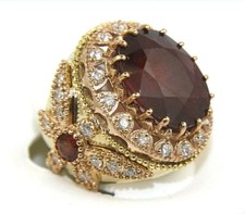 Oval Ruby, Diamond & Sapphire Dragonfly Wide Ring 14k Yellow Gold 17.75Ct