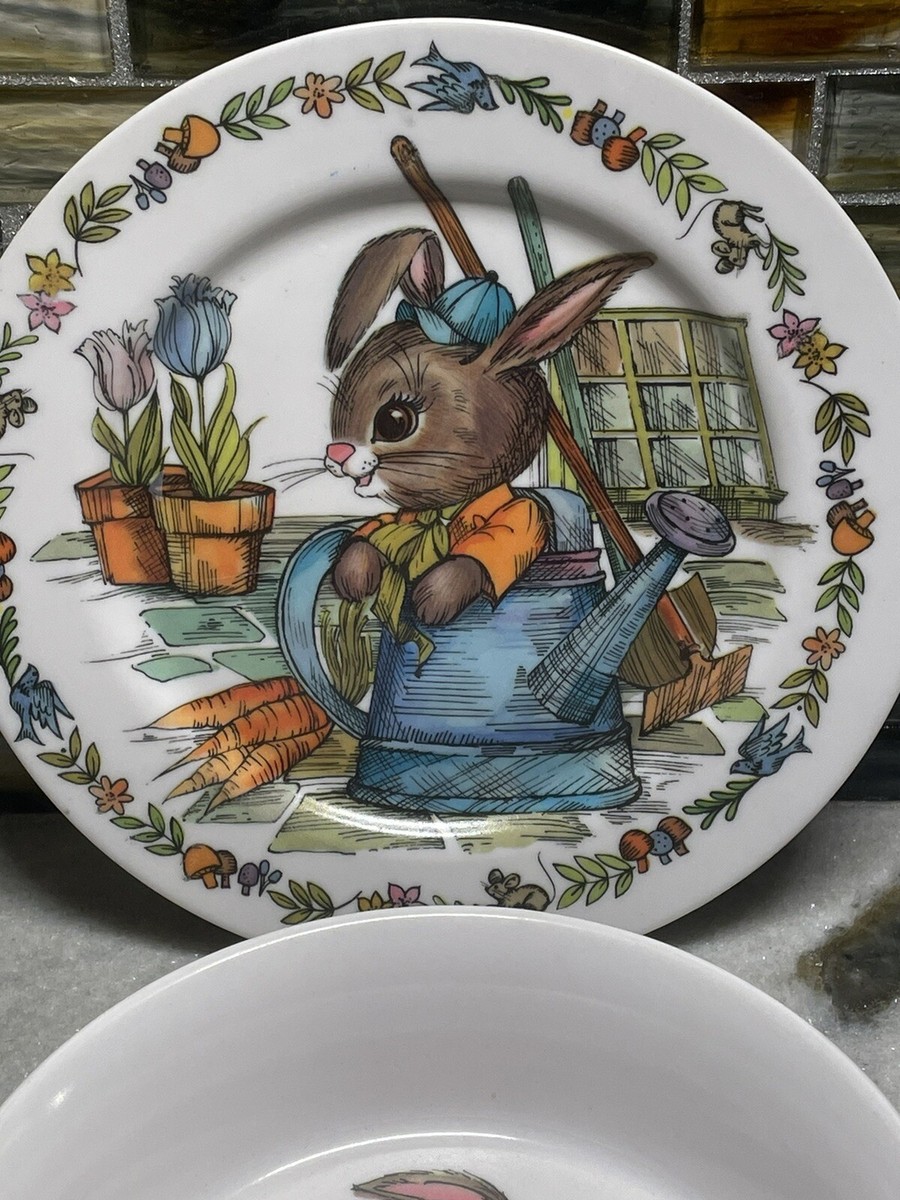 Vintage Peter Rabbit Melamine Dinnerware Plate Bowl Oneida Deluxe