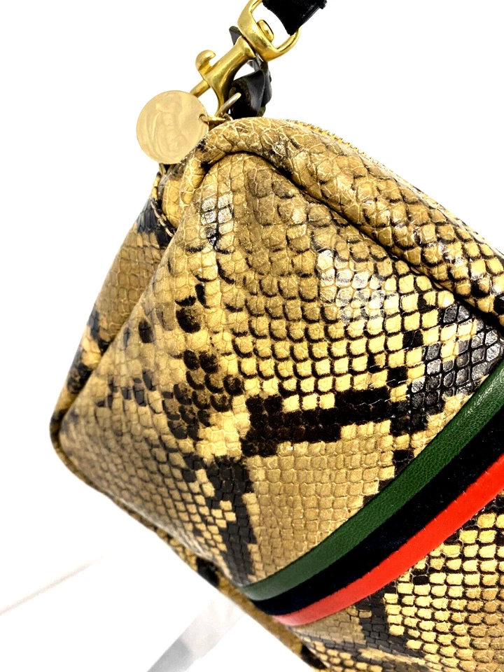 Bolsa tiracolo Designer CLARE V. Midi couro natural em relevo de píton com listras - Imagem 2 de 4