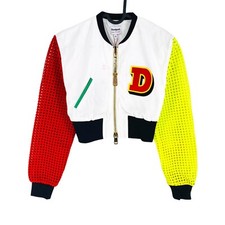 RRP - 309 Desigual Blanc Court Chaq _ Collège Veste Blouson Manteau TAILLE XS