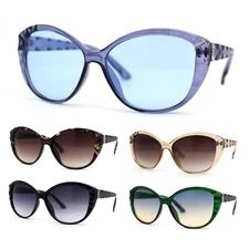Womens Luxury Rhinestone Oversize Cat Eye Retro Plastic Sunglasses