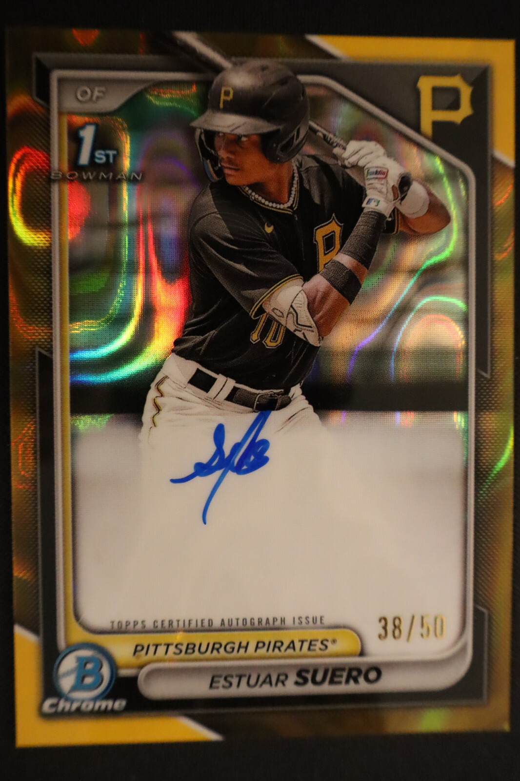 2024 Bowman Chrome Estuar Suero 1st Gold Lava Refractor Auto /50 CLEAN