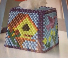 Herrschners Birds And Birdhouses Tissue Box Cover Pony Bead Kit