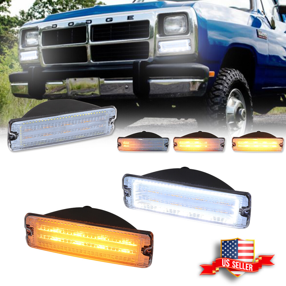 Clear Switchback LED DRL Turn Signal Lights For 91-93 Dodge D150