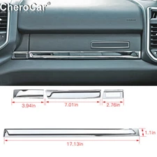 4X Front Interior Console Strip Trim Decor Cover For Dodge Ram 1500 2018+ Chrome