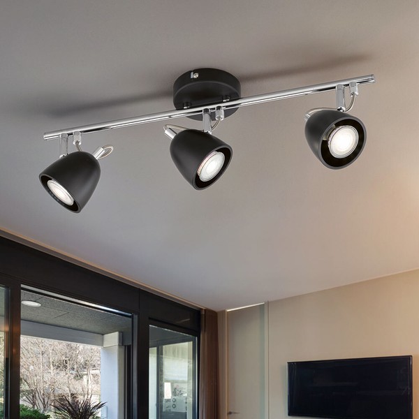 Spotleiste Deckenleuchte Deckenlampe Led GU10 Schwenkbar 3-Flammig Schwarz Chrom-image