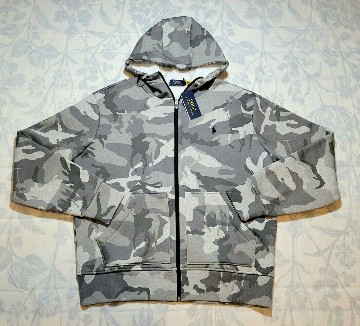POLO RALPH LAUREN Mens Pony Camo Fleece Lined Hoodie Sweater POLO RALPH LAUREN Mens Pony Camo Fleece Lined Hoodie Sweater