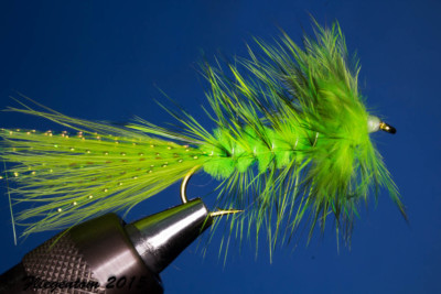 Fliegentom 3 Stück Wooley Bugger chartreuse grizzly