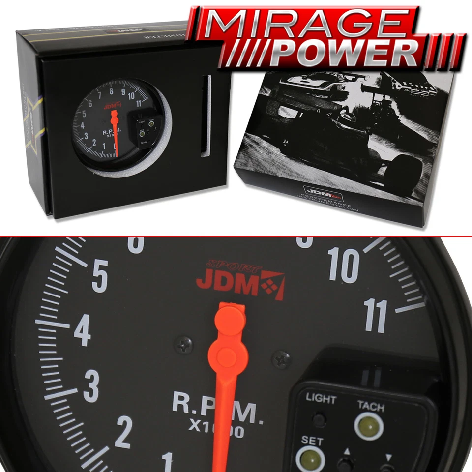 5" Black Face Tachometer 11K RPM Gauge + Red Shift Light For Chevy Ford Dodge Foto 2 de 4