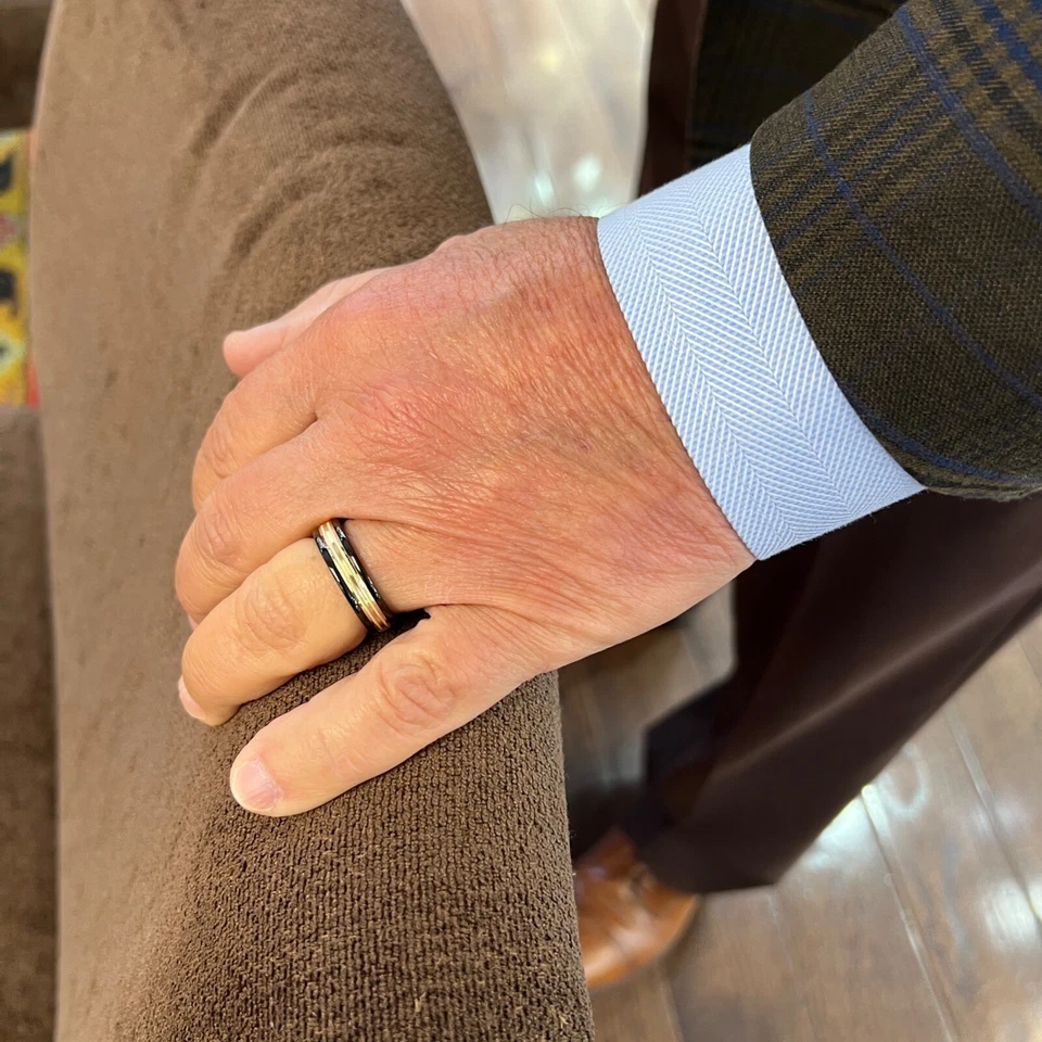 Men's Black Gold Wedding Band Ring 14K Gold Tungsten Carbide, Size 10.5, 6 mm - Image 2 of 4