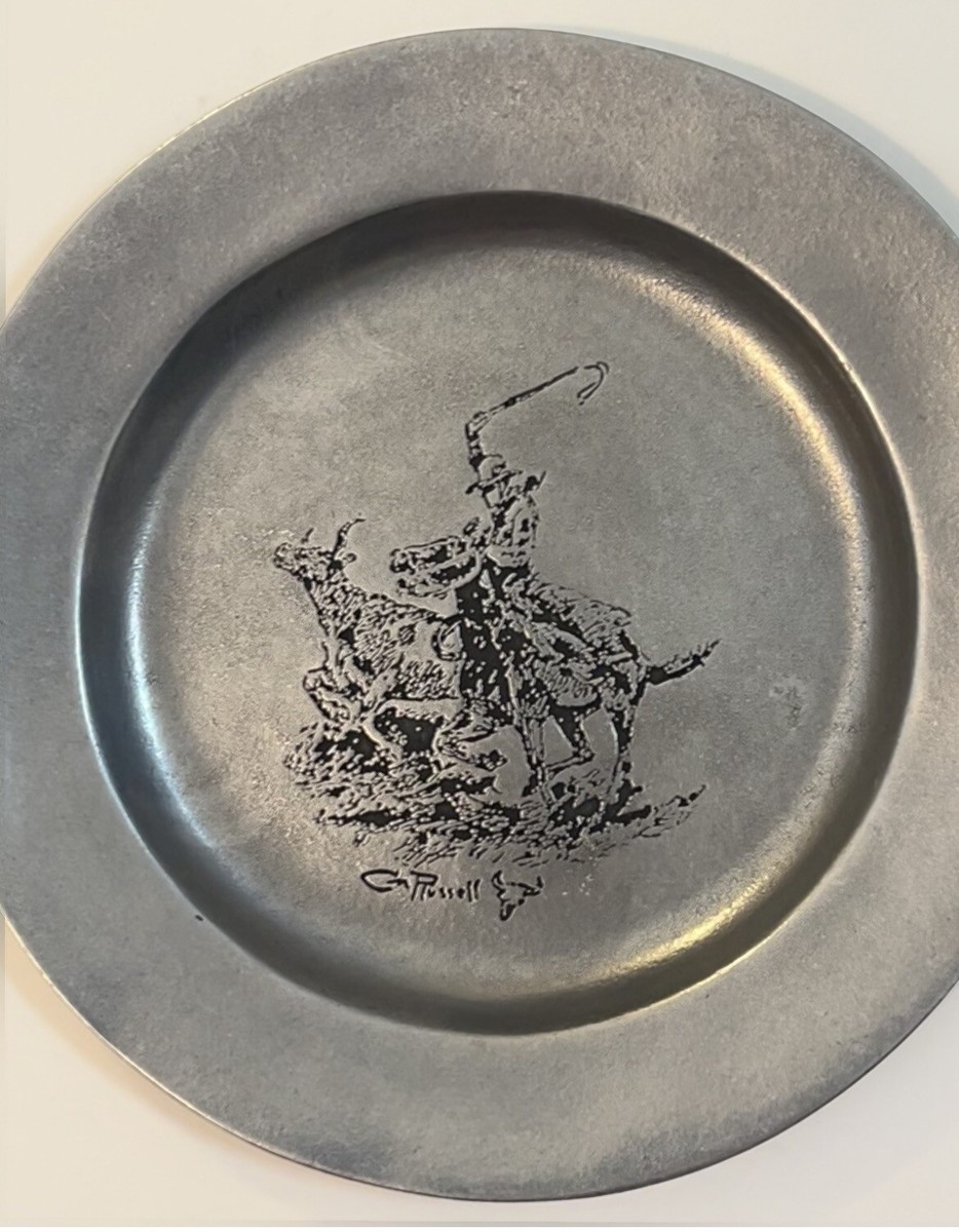 Wilton Pewter Plate - C M Russell - Western Horse - 10 3/8