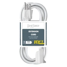10 Ft Extension Cord - 12/3 SJTW Heavy Duty White Extension Cable with 3 Pron...