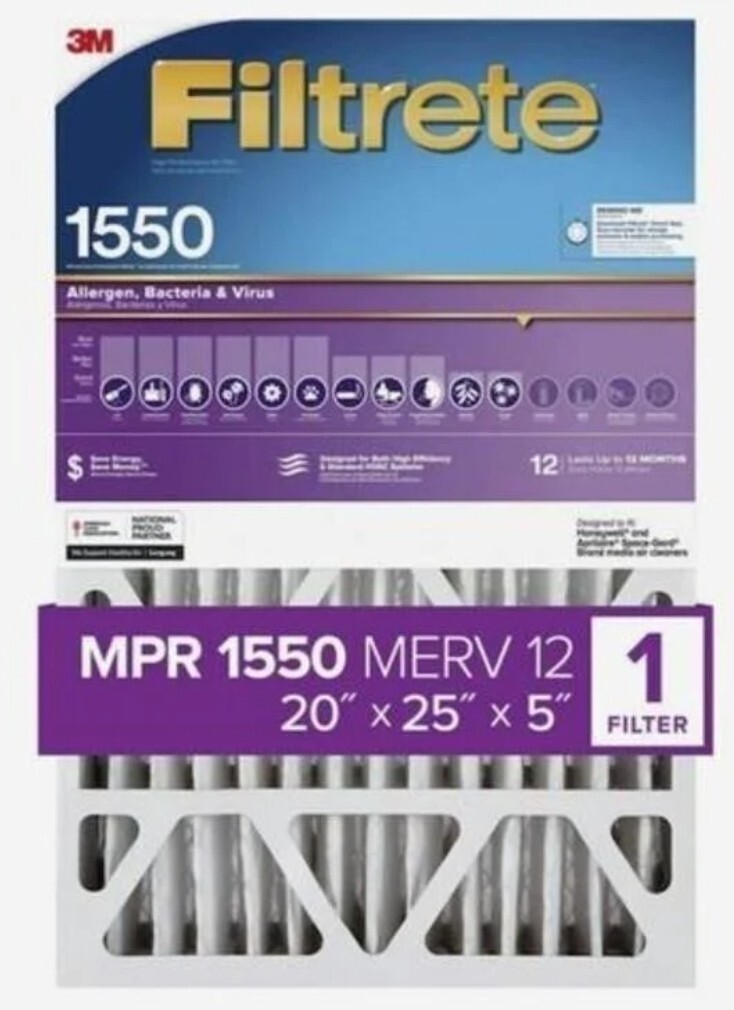 Filtrete 20x25x5, AC Furnace Air Filter, MPR 1550 DP, Healthy Living