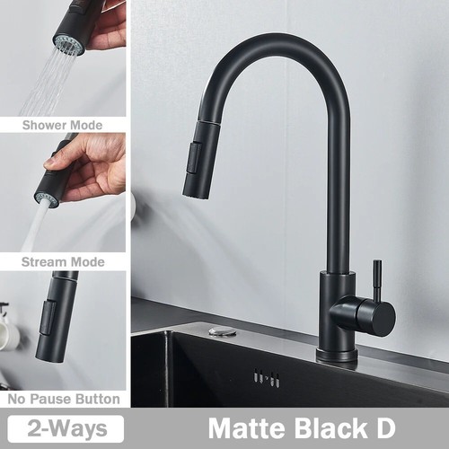 Modern Kitchen Mixer Taps Pull out Spray Head 360° Mono Single Lever Sink Faucet - Picture 11 of 42