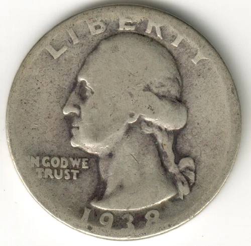 USA - 1938P - Washington ¼ $ - Silver Eagle - Rare, no mint mark - #12773RG