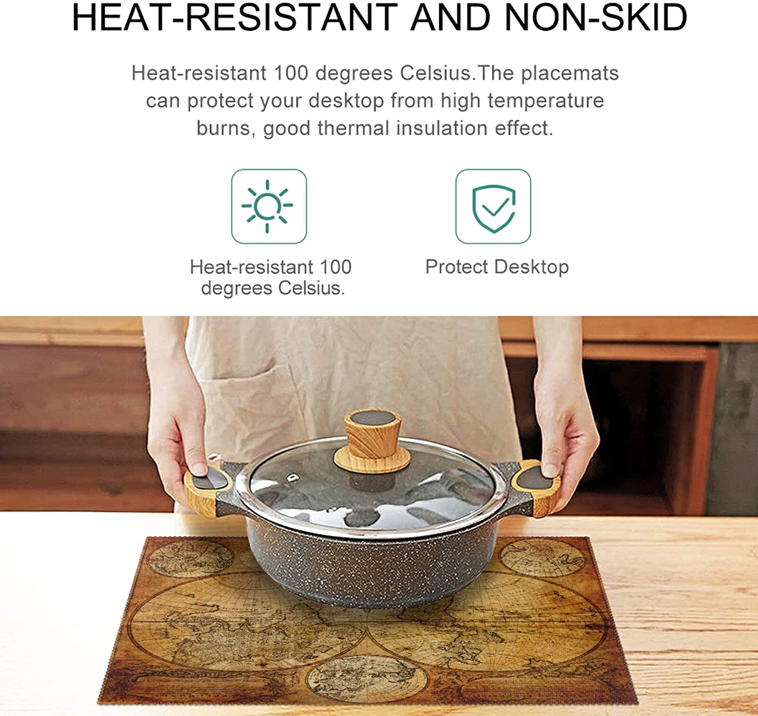 Vintage Old World Map HeatResistant Table Placemats Set of 4 AntiSkid Table Ma eBay