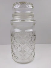 Planters Peanuts Jar Collectible Vintage 1984 Glass Jar  Diamond Pattern