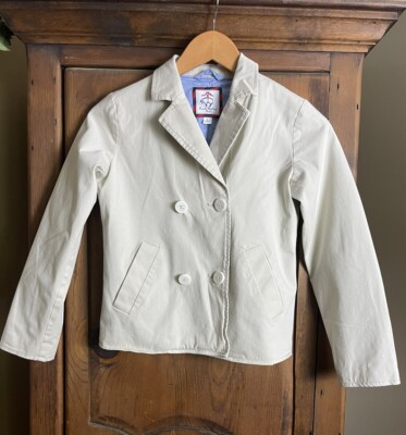 Brooks Brothers Fleece Girl s Large Beige Double Breasted Button Jacket Blazer