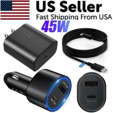 Original 45W Fast Car Charger USB-C Cable For Samsung S25 S24 FE S23 S22 Ultra