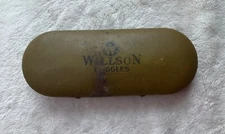 Vintage Willson Goggles Metal Eyewear Case Olive Green 5.5" Long*Read(Just Case)