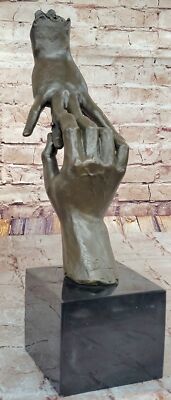 16''X5'' Bronze Sculpture Rare Modern Art Two Hands By Dali Bast Statue Decorative
