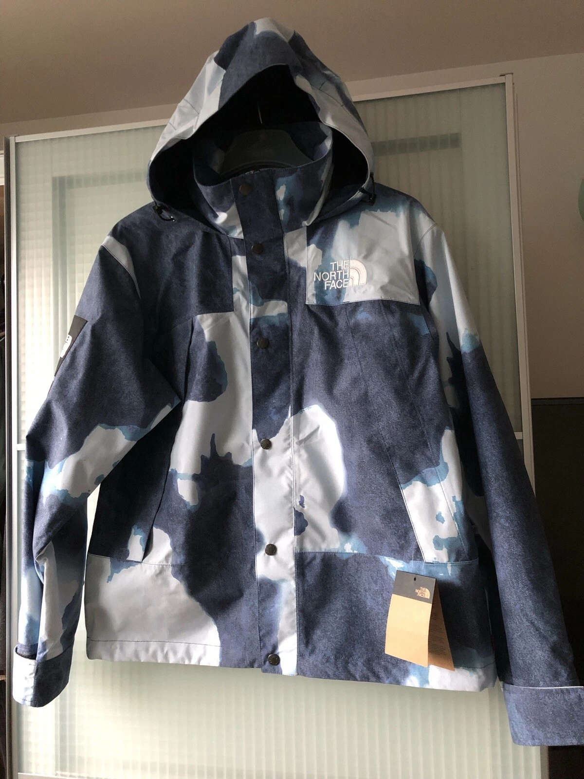 VESTE DE MONTAGNE SUPREME X THE NORTH FACE NEUVE   DENIM BLANCHI BLEU   PETITE
