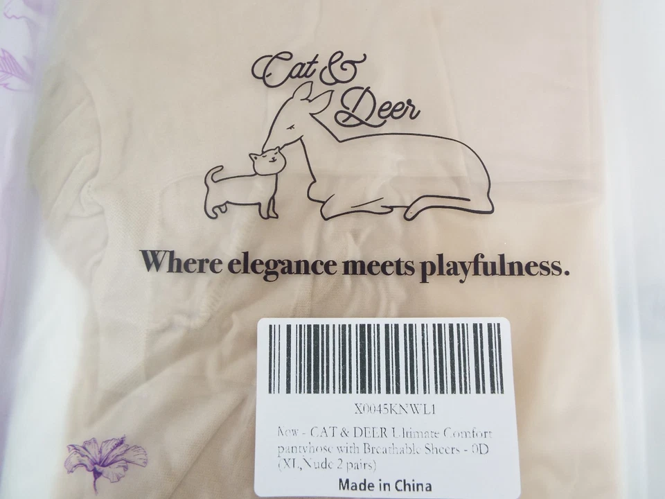 Lote de 2 Pantimedias Gato y Ciervo Transparente XL Desnudo Foto 3 de 4