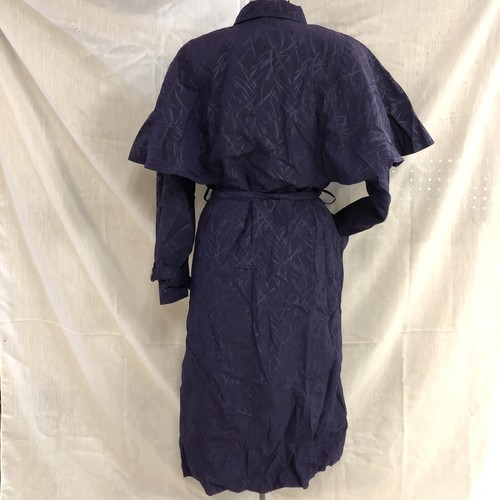Vintage 80's Womans Print Trench Coat Duster Sz 10 Purple Belted Jacket - Picture 3 of 11