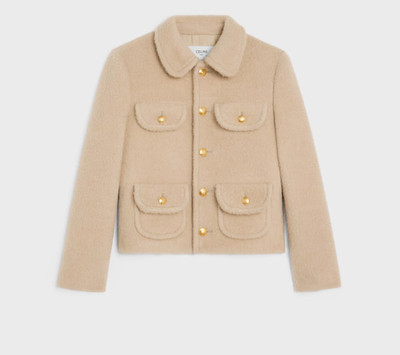 CELINE Sable Blanc Camel Hair Wool Claudine Collar Blazer Jacket F 34/US 2
