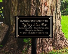 Personalized Memorial Tree Plaque Stake, Metal Garden Remembrance Sign