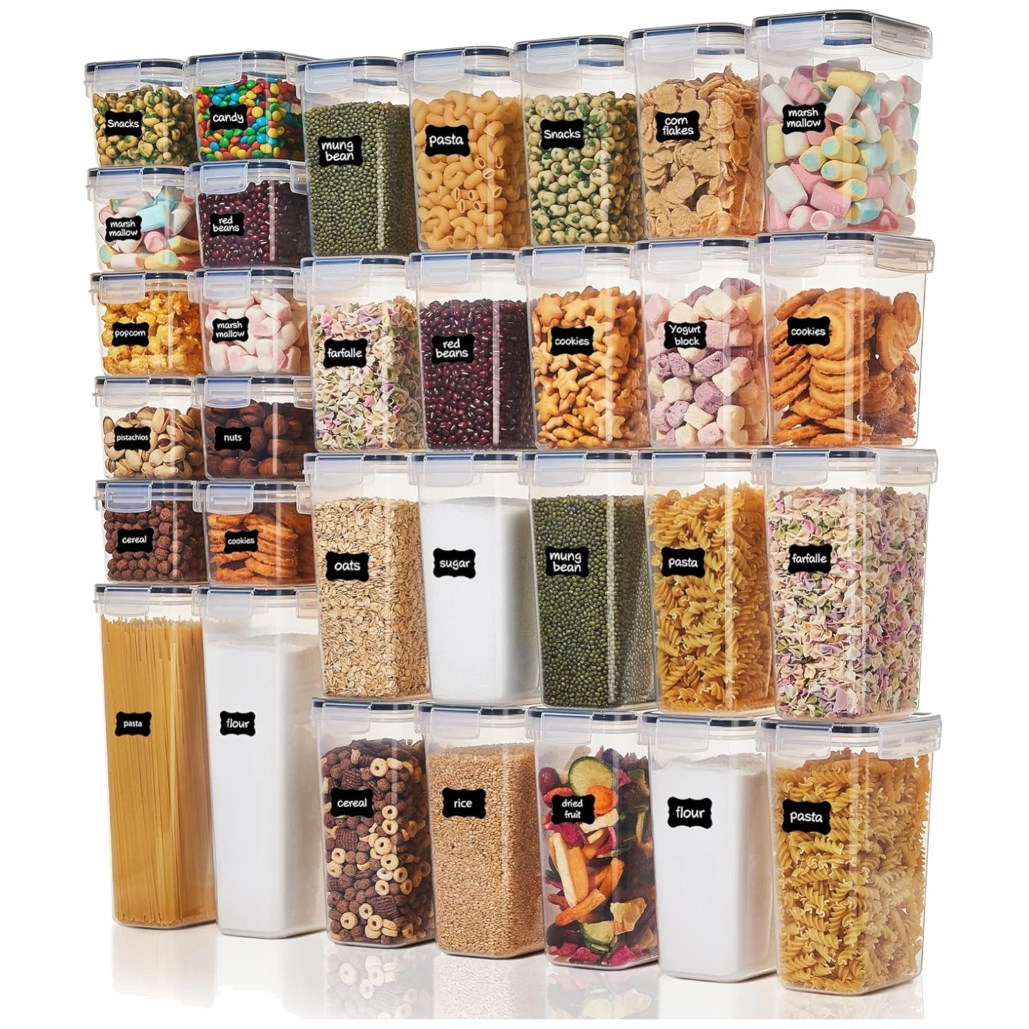 BPA-Free Food Storage Containers Set, 32pcs with Labels