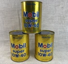 VTG 1980s MOBIL Motor Oil Super 10W-40 Cardboard Can Quart Lot of 3