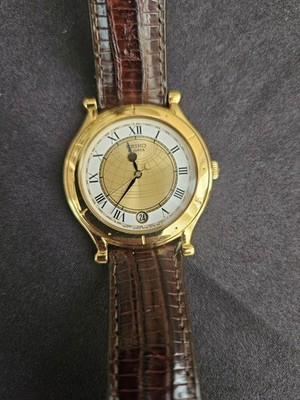Seiko ''Age of Discovery'' Men's Vintage Gold Tone w/ Roman Numerals Quartz Watch