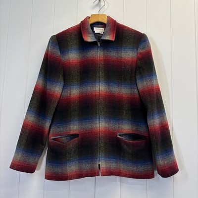 Vintage Van Heusen Women Academia Plaid Wool Blend Jacket Size 6 Smart Heritage